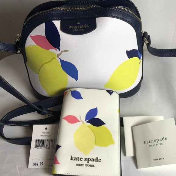 NEW Kate Spade Sylvia Lemon Zest Large Dome Crossbody & Passport holder to match - Picture 1 of 16